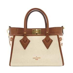 LOUIS VUITTON On My Side PM M59905 Canvas 2-Way Shoulder Bag in Beige and Bro...